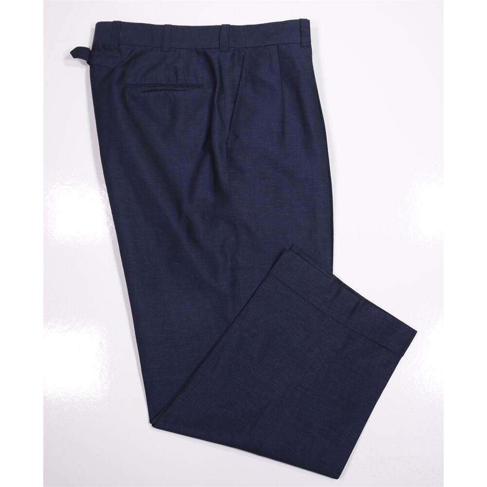 Edgar Pomeroy Bespoke Royal Blue Silk Iridescent Pleated Dress Trousers 32x26